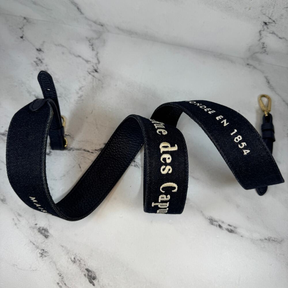 Louis Vuitton Denim Bag Strap Capucines Navy Blue/White/Gold Bandouliere LV rare
